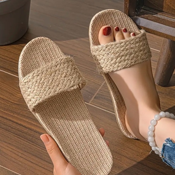 3/$30 - Women's Tan Woven Sandals Slides (NWT) - Picture 2 of 3
